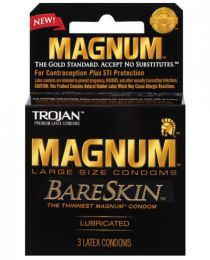 Trojan Magnum Bareskin 3 Pack Large Size Latex Condoms