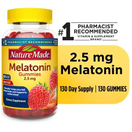 Nature Made Melatonin 2.5 mg Gummies, 100% Drug Free Sleep Aid for Adults, 130 Count