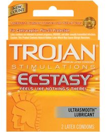 Trojan Ultra Ribbed Ecstasy Lubricated Condoms 2 Pack