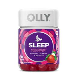 OLLY Sleep Aid Gummy, 3 mg Melatonin, Strawberry Flavor, 60 Count