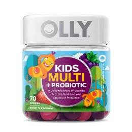 OLLY Kids Multivitamin + Probiotic Gummy, Vitamin A, C, D, E, B, Zinc, Berry, 70 Count