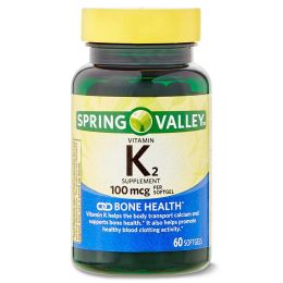 Spring Valley Vitamin K2 Supplement Soft Gel Capsules;  100 mcg;  60 Count