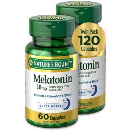 Nature's Bounty Melatonin Sleep Aid Capsules;  10 mg;  60 Count;  2 Pack