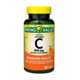 Spring Valley Vitamin C Chewable Tablets Dietary Supplement;  500 mg;  60 Count