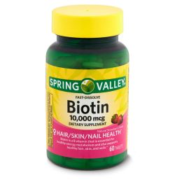 Spring Valley Fast-Dissolve Biotin Dietary Supplement;  10; 000 mcg;  60 Count