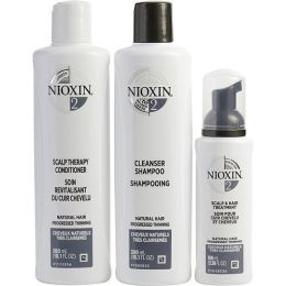 NIOXIN by Nioxin SET-3 PIECE MAINTENANCE KIT SYSTEM 2 WITH CLEANSER 10.1 OZ & SCALP THERAPY 10.1 OZ & SCALP TREATMENT 3.38 OZ