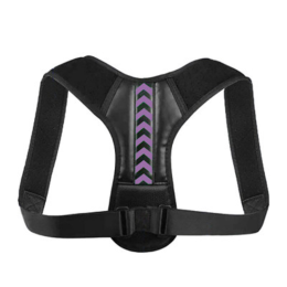 Women Men Univeral Adjustable Back Posture Corrector Shoulder Straightener Brace Neck Pain Relief (Color: Black & Purple, Chest Circumference: 47-59 inch)